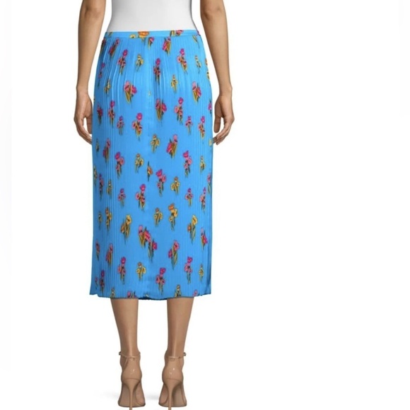 NEW Escada Sport Blue Floral Pleated MIDI Skirt GR32/US 2 - Picture 2 of 5
